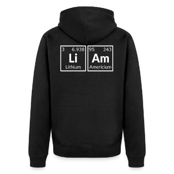 Liam black shirt - Unisex Premium Organic Zip Hoodie - black - Back - Nico (187cm)