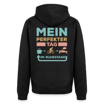 Perfekter Tag im Ruhestand Fahrrad Kaffee Schlafen - Unisex Premium Bio Zip Hoodie - Schwarz - Hinten - Nico (187cm)