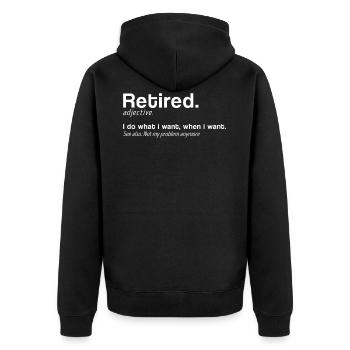 Definition Pensionierung Definition Pensionierung - Unisex Premium Bio Zip Hoodie - Schwarz - Hinten - Nico (187cm)