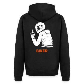 Biker Motorradfahrer Motorrad Motorradfahren Bike - Unisex Premium Bio Zip Hoodie - Schwarz - Hinten - Nico (187cm)