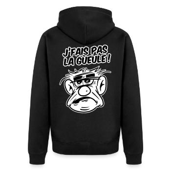 T-shirt I don't make the Mouth + peronnalized text - Unisex Premium Organic Zip Hoodie - black - Back - Nico (187cm)