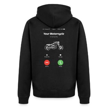 Votre moto vous appelle les motards - Veste à capuche bio Premium Unisexe - noir - Dos - Nico (187cm)