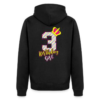 3. Geburtstag Kindergeburtstag Krone Mädchen - Unisex Premium Bio Zip Hoodie - Schwarz - Hinten - Nico (187cm)