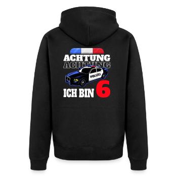 6 Geburtstag Polizei Polizeiauto Junge Geschenk - Unisex Premium Bio Zip Hoodie - Schwarz - Hinten - Nico (187cm)