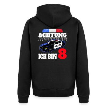 8 Geburtstag Polizei Polizeiauto Junge Geschenk - Unisex Premium Bio Zip Hoodie - Schwarz - Hinten - Nico (187cm)