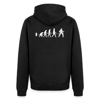Feuerwehrmann Evolution Feuerwehr Firefighter Ehre - Unisex Premium Bio Zip Hoodie - Schwarz - Hinten - Nico (187cm)