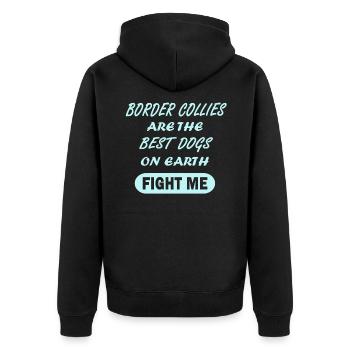 Border Collie Mädchen Frauen Welpen Herrchen - Unisex Premium Bio Zip Hoodie - Schwarz - Hinten - Nico (187cm)