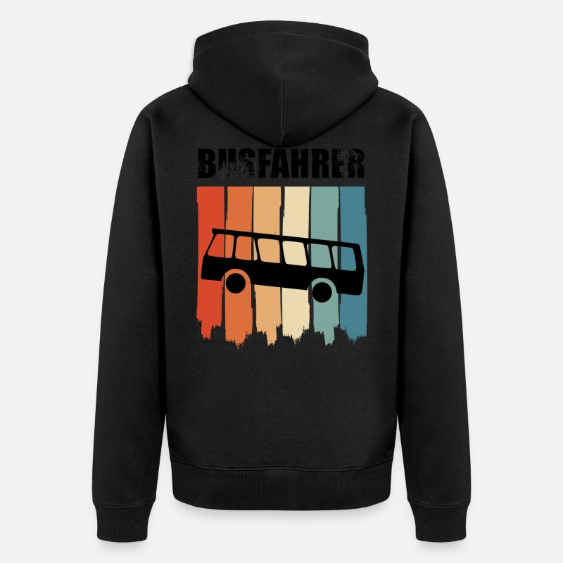 Stolzer Busfahrer retro Bus - Unisex Premium Bio Zip Hoodie - Schwarz