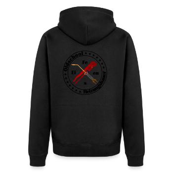 Oldschool Heizungsbauer alter Heizungsbauer / Hase - Unisex Premium Bio Zip Hoodie - Schwarz - Hinten - Nico (187cm)