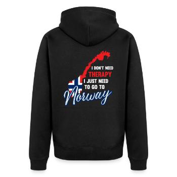 Norwegen Therapie Skandinavien Spruch Geschenk - Unisex Premium Bio Zip Hoodie - Schwarz - Hinten - Nico (187cm)