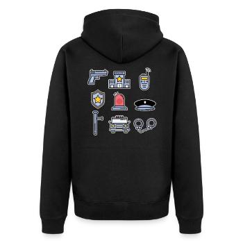 Polizei Sammlung Kinder Polizist Cop Geschenk - Unisex Premium Bio Zip Hoodie - Schwarz - Hinten - Nico (187cm)