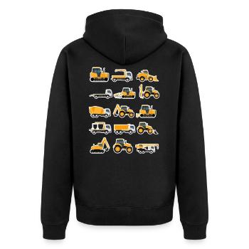 Baustelle Baufahrzeuge Sammlung Bagger Geschenk - Unisex Premium Bio Zip Hoodie - Schwarz - Hinten - Nico (187cm)