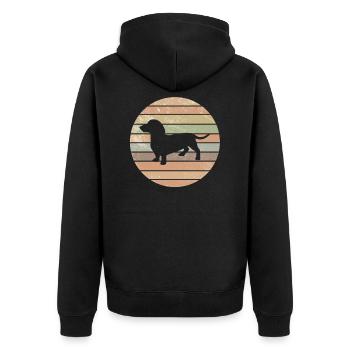 Dachshund Dachshund Teckel Retro Dog Gift - Unisex Premium Organic Zip Hoodie - black - Back - Nico (187cm)