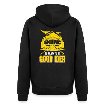 Skibrille | Ski Skifahrer Skifahren Berge Geschenk - Unisex Premium Bio Zip Hoodie - Schwarz - Hinten - Nico (187cm)