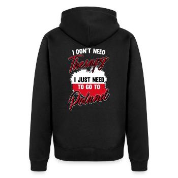 Poland Therapy Polish Polska Pole Gift Idea - Unisex Premium Organic Zip Hoodie - black - Back - Nico (187cm)