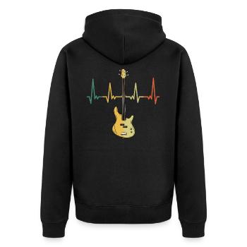 Bass guitar heartbeat - gift for bass player - Unisex Premium Organic Zip Hoodie - black - Back - Nico (187cm)