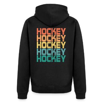 Cadeau de gardien de but de rondelle de sport de hockey sur gazon rétro de hockey - Veste à capuche bio Premium Unisexe - noir - Dos - Nico (187cm)