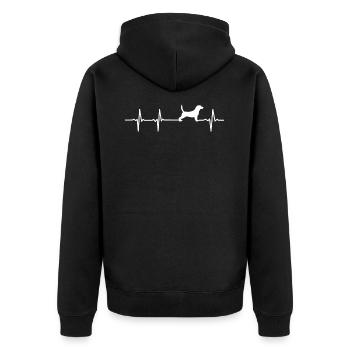 Beagle Herzschlag Puls Hund Hundebesitzer Geschenk - Unisex Premium Bio Zip Hoodie - Schwarz - Hinten - Nico (187cm)