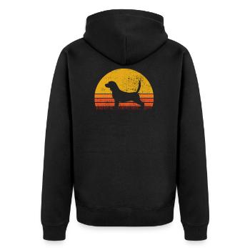 Beagle Sunset Retro Dog Owner Animal Gift - Unisex Premium Organic Zip Hoodie - black - Back - Nico (187cm)