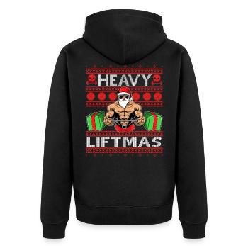 Heavy Liftmas Fitness Santa Claus Bodybuilding - Unisex Premium Organic Zip Hoodie - black - Back - Nico (187cm)