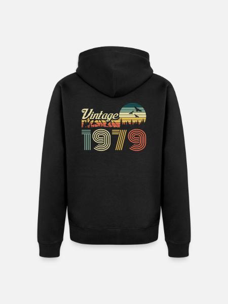 Vintage 1979 Geburtstag Retro Jahrgang Geschenk - Premium økologisk unisex-hættejakke - sort