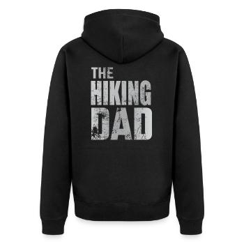 Wandern Hiking Vater Papa Bergsteigen Geschenk - Unisex Premium Bio Zip Hoodie - Schwarz - Hinten - Nico (187cm)