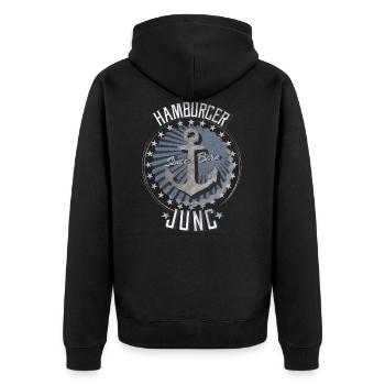 Anchor Hamburger Jung Seemann Gift Idea Moin - Unisex Premium Organic Zip Hoodie - black - Back - Nico (187cm)