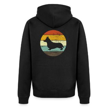 Corgis Hundesport Hundeschule Pembroke Retro - Unisex Premium Bio Zip Hoodie - Schwarz - Hinten - Nico (187cm)
