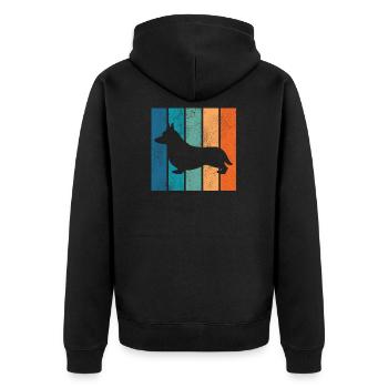 Corgi Retro Welsh Corgi Pembroke Dog Gift - Unisex Premium Organic Zip Hoodie - black - Back - Nico (187cm)