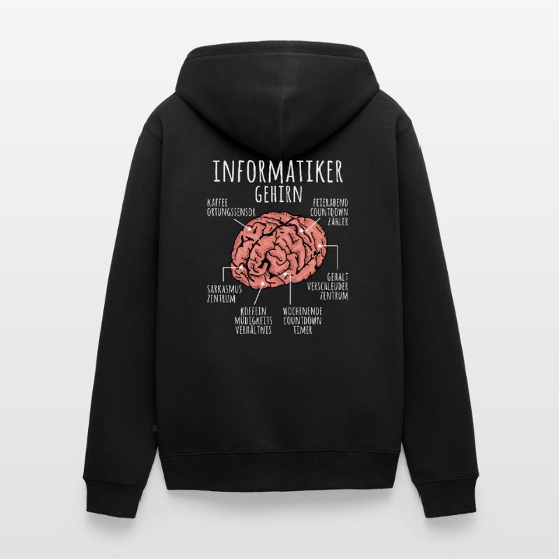 Informatiker Gehirn Programmierer Nerd IT Student Unisex Premium Bio Zip Hoodie