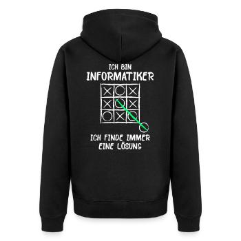 Ich bin Informatiker Lösung Spruch Computer Nerd G - Unisex Premium Bio Zip Hoodie - Schwarz - Hinten - Nico (187cm)