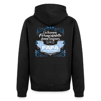 Homme papa exceptionnel. Cadeau fête des pères - Veste à capuche bio Premium Unisexe - noir - Dos - Nico (187cm)
