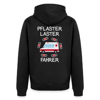 Pflaster Laster Fahrer Sanitäter Notarzt Rettungsd - Unisex Premium Bio Zip Hoodie - Schwarz - Hinten - Nico (187cm)