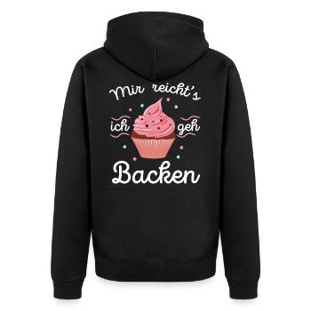 Mir reichts ich geh Backen Bäcker Bäckerin Kuchen - Unisex Premium Bio Zip Hoodie - Schwarz - Hinten - Nico (187cm)