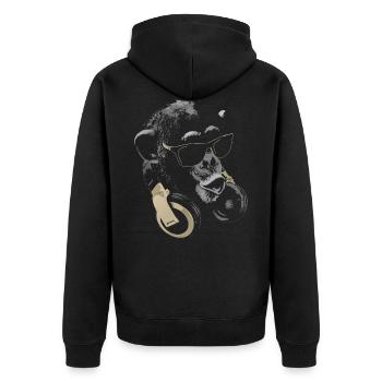 Monkey DJ Bling - Unisex Premium Organic Zip Hoodie - black - Back - Nico (187cm)