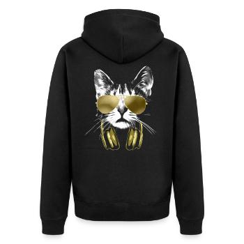 Dj Cat Bling - Unisex Premium Organic Zip Hoodie - black - Back - Nico (187cm)