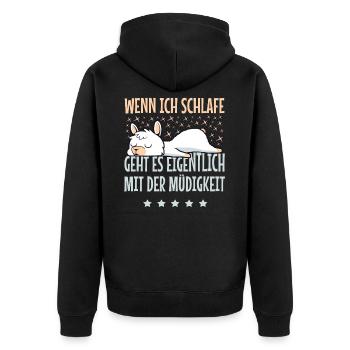 Lama Alpaka - Schlafshirt Pyjama Nachthemd - Unisex Premium Bio Zip Hoodie - Schwarz - Hinten - Nico (187cm)