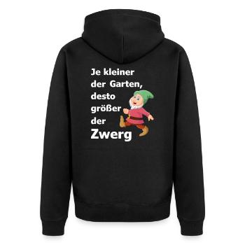 Garten Zwerg - Unisex Premium Bio Zip Hoodie - Schwarz - Hinten - Nico (187cm)
