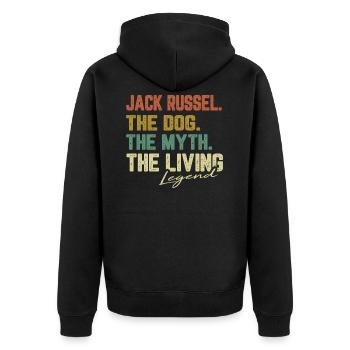 Jack Russel Hund Terrier Mythos Legende Geschenk - Unisex Premium Bio Zip Hoodie - Schwarz - Hinten - Nico (187cm)