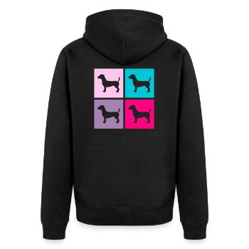 Jack Russel Hund Terrier Retro Geschenk - Unisex Premium Bio Zip Hoodie - Schwarz - Hinten - Nico (187cm)