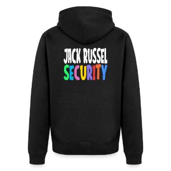 Jack Russel Sicherheit Diensthund Spruch Geschenk - Unisex Premium Bio Zip Hoodie - Schwarz - Hinten - Nico (187cm)
