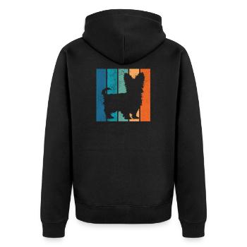 Yorkshire Terrier Hund Hundehalter Retro Geschenk - Unisex Premium Bio Zip Hoodie - Schwarz - Hinten - Nico (187cm)