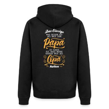Kinder dich als Opa haben Werdender Großvater Opi - Unisex Premium Bio Zip Hoodie - Schwarz - Hinten - Nico (187cm)