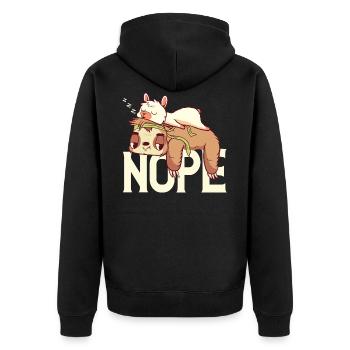 Sloth Llama while chilling - Unisex Premium Organic Zip Hoodie - black - Back - Nico (187cm)