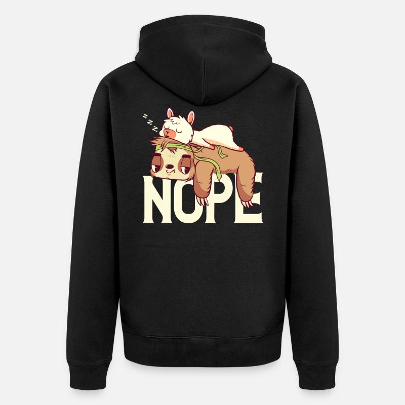 Lama paresseux en se refroidissant - Veste à capuche bio Premium Unisexe - noir