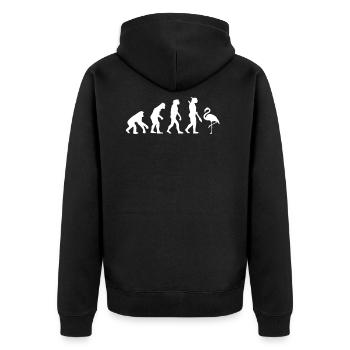 Flamingo Evolution Pink Flamingos Geschenk - Unisex Premium Bio Zip Hoodie - Schwarz - Hinten - Nico (187cm)