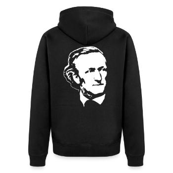 Richard Wagner White On Black - Unisex Premium Organic Zip Hoodie - black - Back - Nico (187cm)