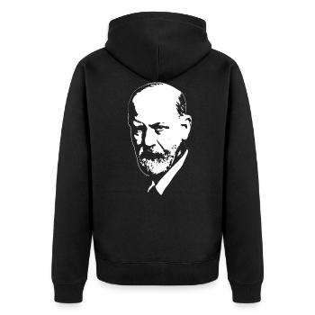 Sigmund Freud White On Black - Unisex Premium Organic Zip Hoodie - black - Back - Nico (187cm)