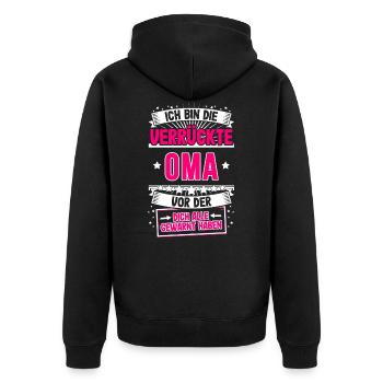 Ich bin die verrückte Oma Großmutter Oma Sprüche G - Unisex Premium Bio Zip Hoodie - Schwarz - Hinten - Nico (187cm)