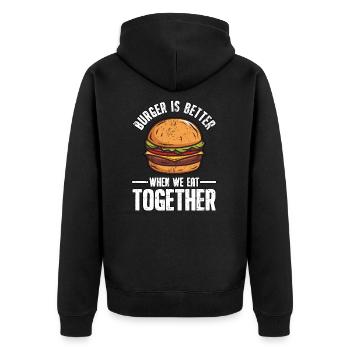 Drôle de fast-food burger hamburger cheeseburger - Veste à capuche bio Premium Unisexe - noir - Dos - Nico (187cm)